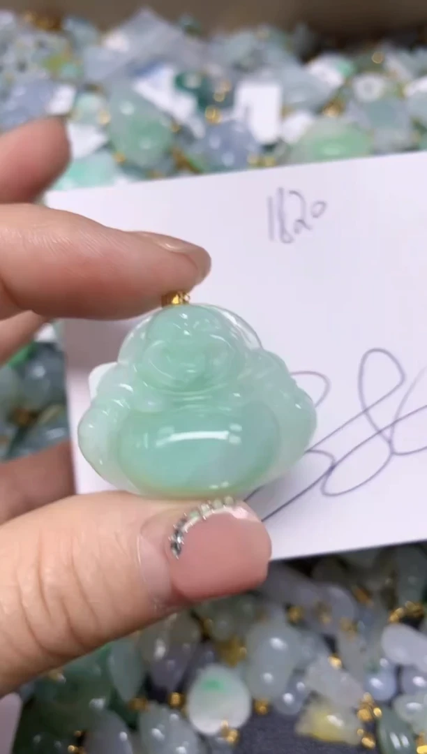 【闪购商品】翡翠挂件18K金镶嵌 天然翡翠A货