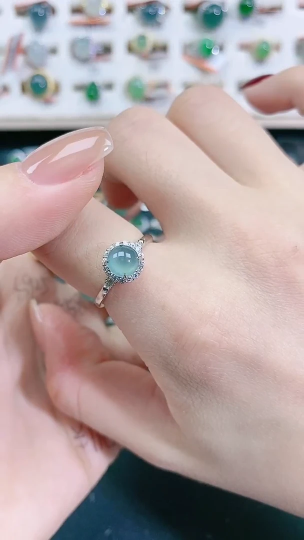 银S925镶嵌戒指翡翠天然翡翠