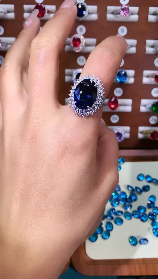 无925银皇家蓝色戒指