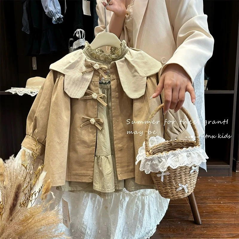 【花瓣领风衣】儿童外套女童外套秋季外穿女童简约风衣韩版女童风衣