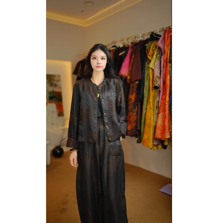 【云纱金韵】新中式夏季专柜高端定制双面双穿套装裤子+外套