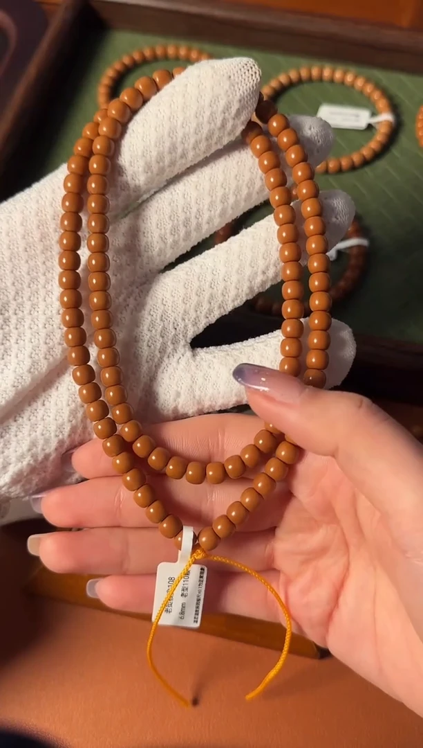 手串橄榄核【168核尖】6.8mm老挝核尖老型108三花面无白 树王老料