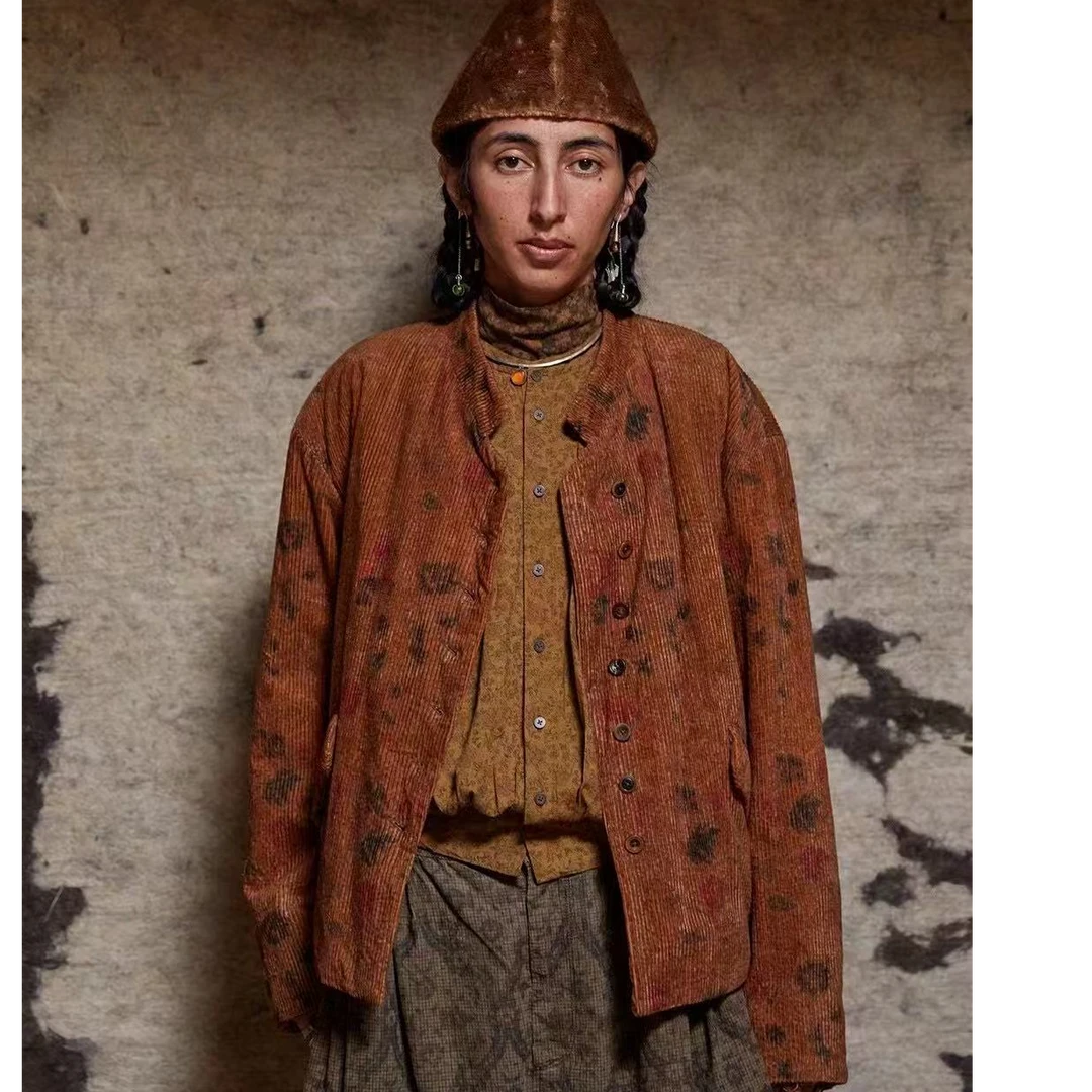 涟香家左岸迷香8012茶花布短外套