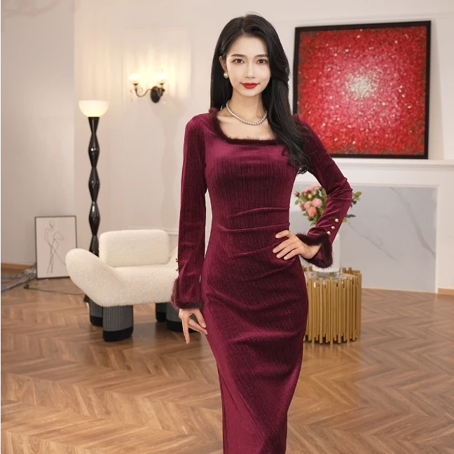 JUU【年华】秋冬新款气质中国风减龄小众连衣裙L-40417