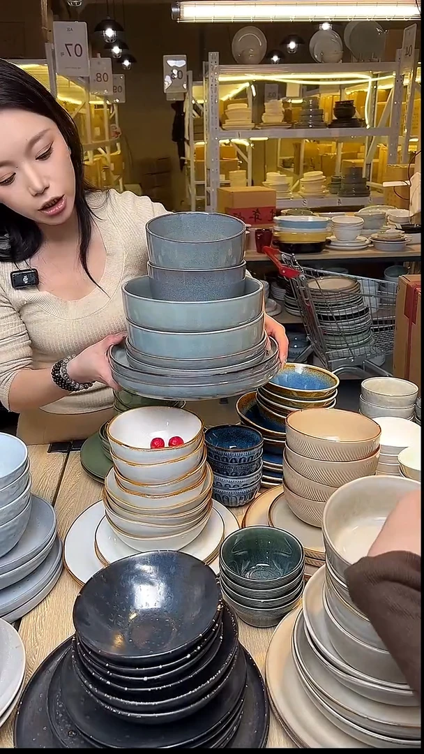 瓷15外贸尾货窑变釉下彩默外微瑕（八件套）