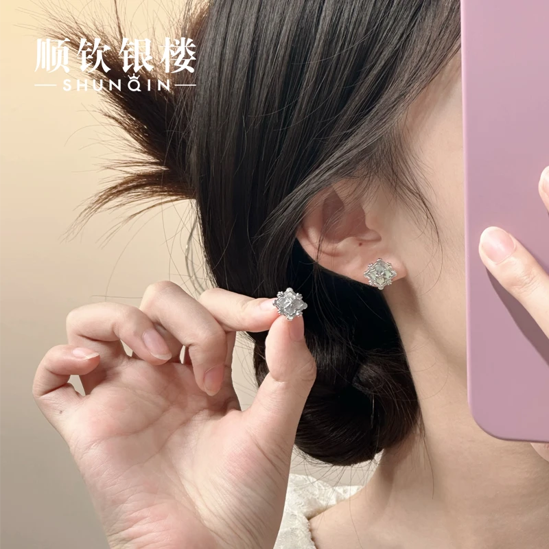 顺钦银楼 925银耳饰 【序寒耳钉】S925银耳钉气质百搭简约