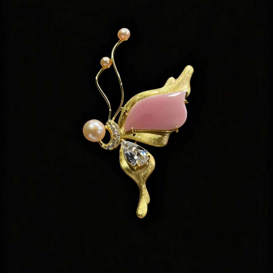 kasiya/卡思雅 铜合金胸针 高档时尚女王螺贝系列蝴蝶胸针