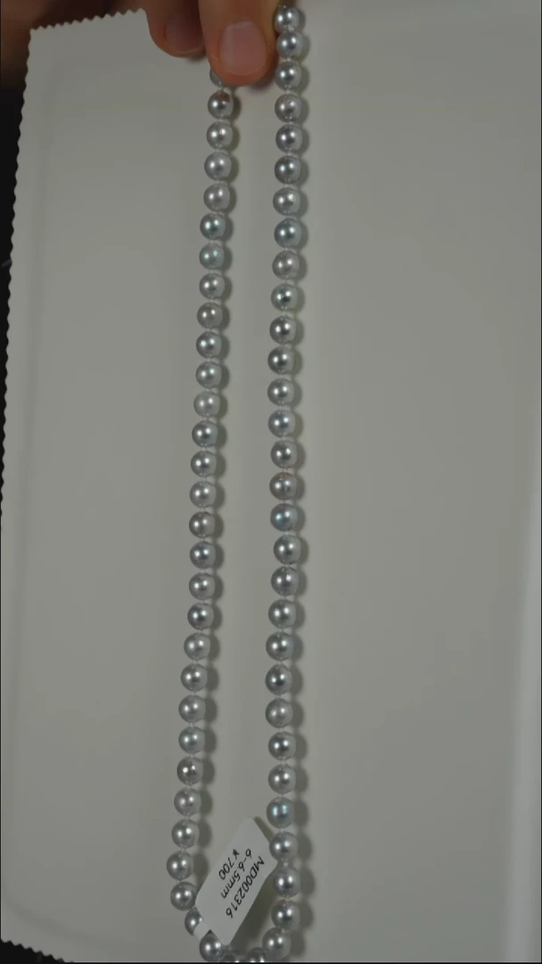 项链银S925镶嵌海水珍珠AK真多麻6-6.5mm