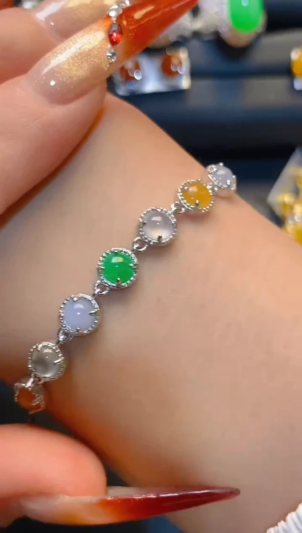 翡翠银S925镶嵌耳饰天然