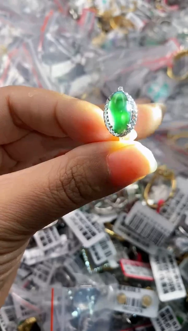 银S925镶嵌戒指翡翠111     7