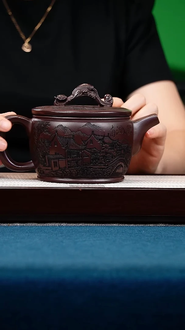 茶杯紫砂石红汉瓦鱼跃龙门