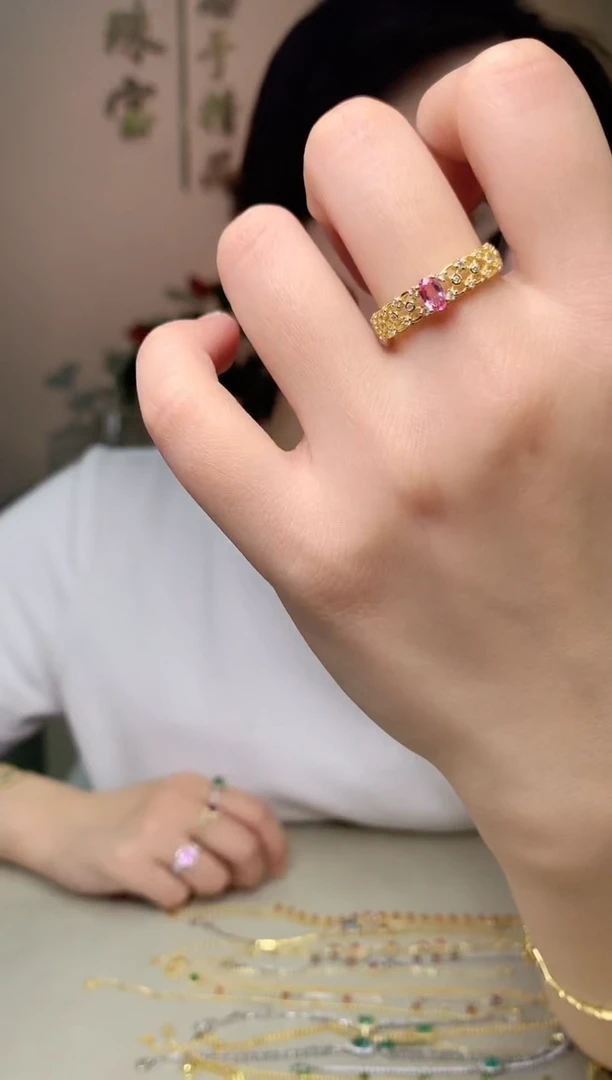 蓝宝石戒指银S925镶嵌蓝宝戒指