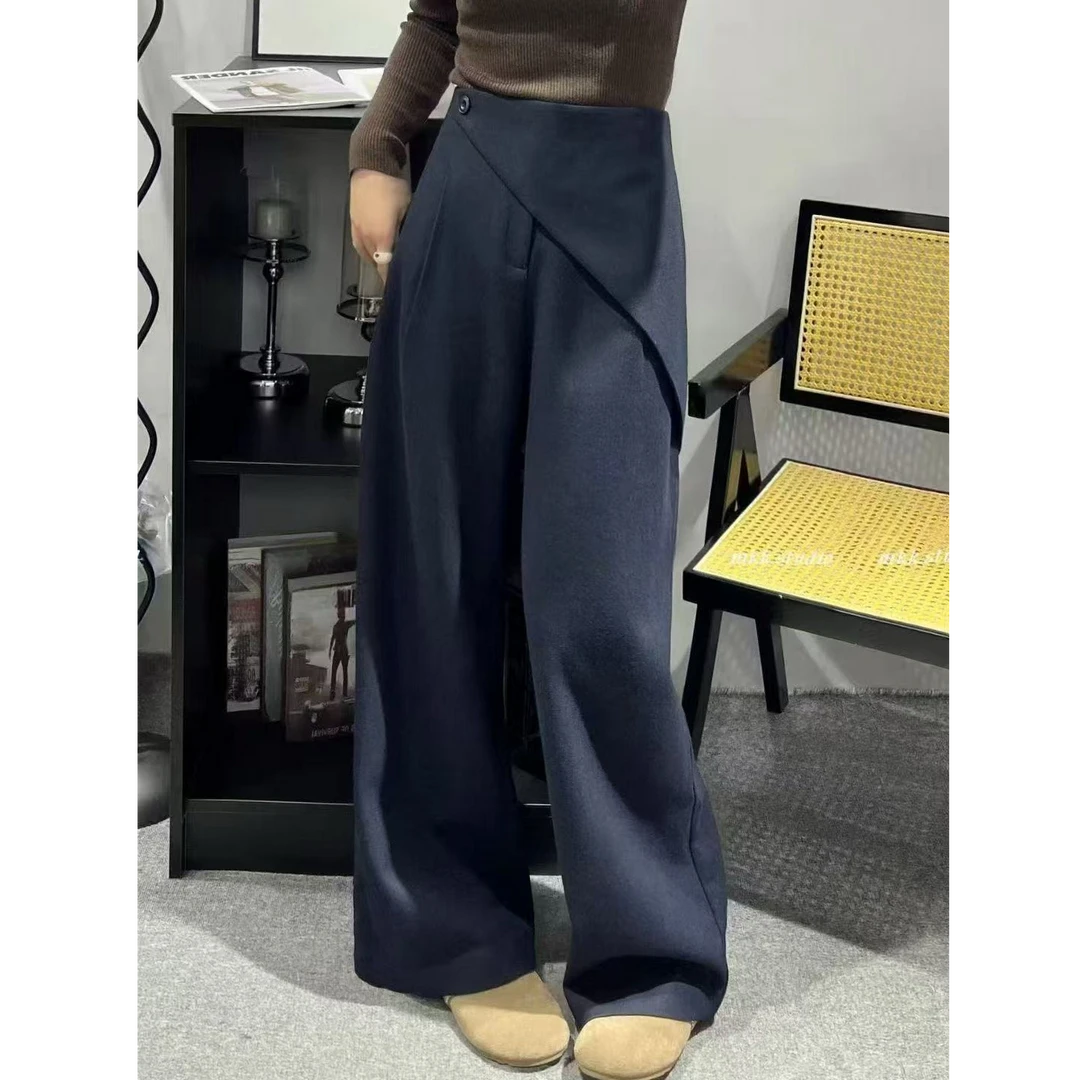 83296 休闲裤秋季高腰阔腿裤长裤垂感秋冬