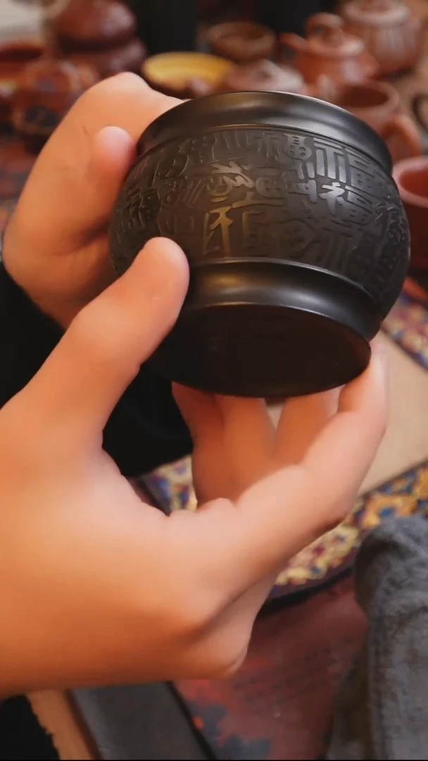 茶杯紫砂见素 紫砂  石黄水缸杯