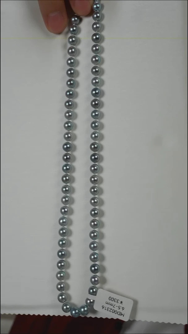 项链银S925镶嵌海水珍珠AK真多麻6.5-7mm