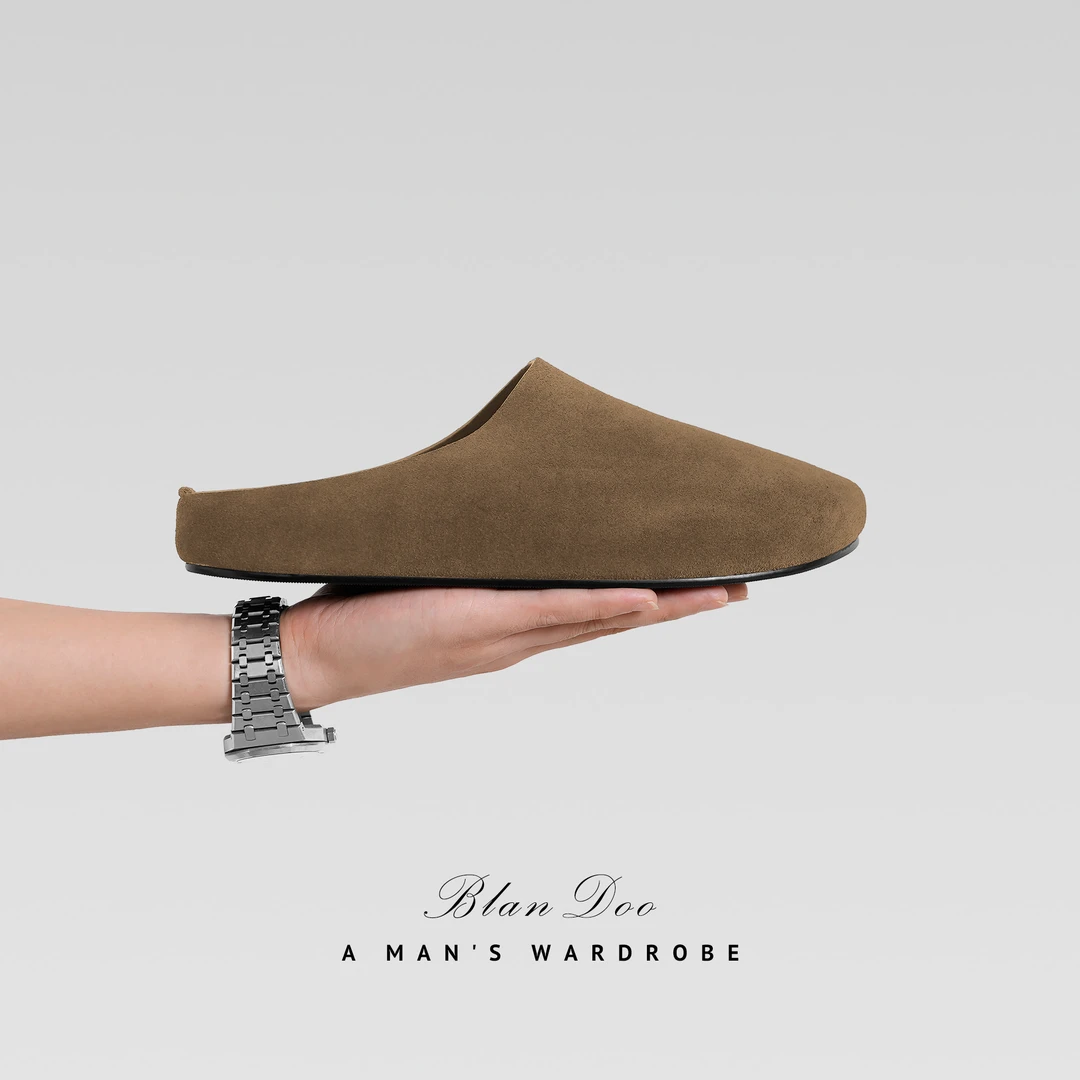 BLANDOO   “勃肯半拖”  真皮厚底包头慵懒风外穿半拖鞋9BD943