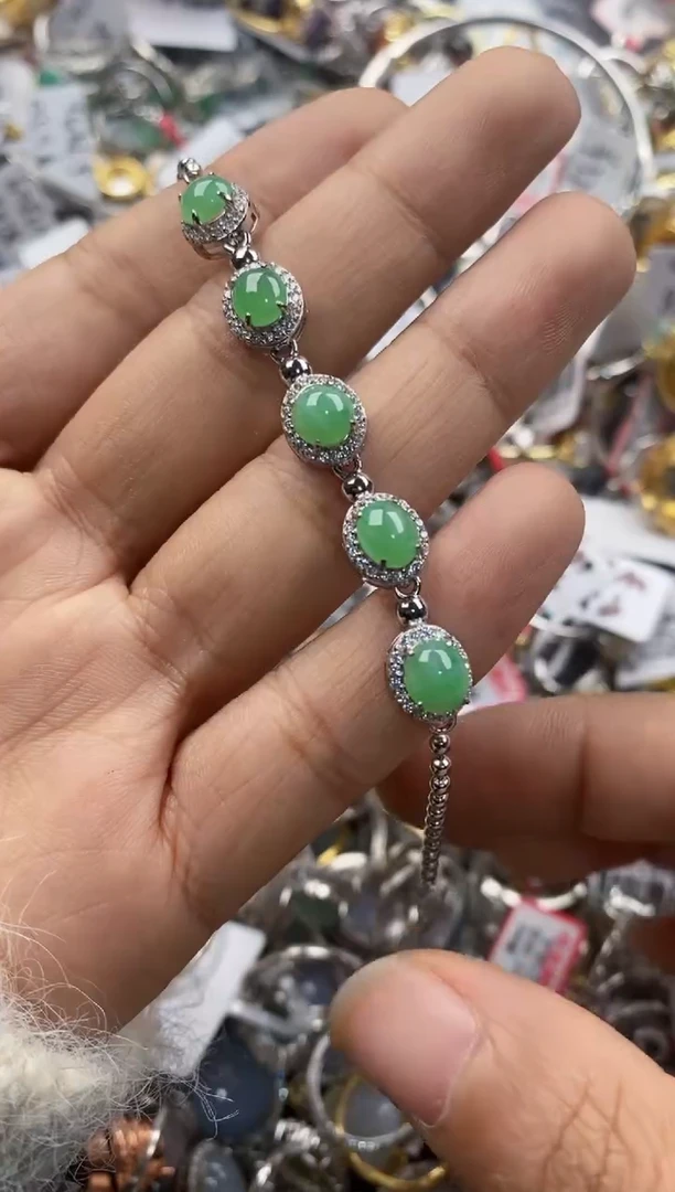 银S925镶嵌戒指翡翠7777---10