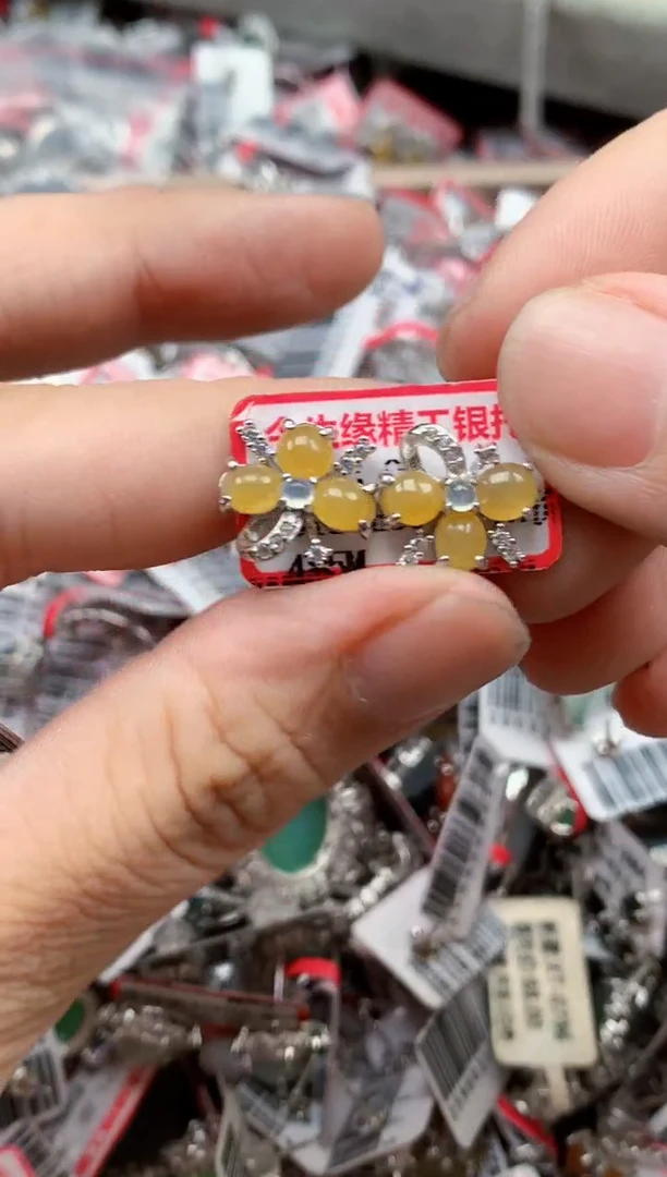 银S925镶嵌戒指翡翠天然A货缅甸翡翠