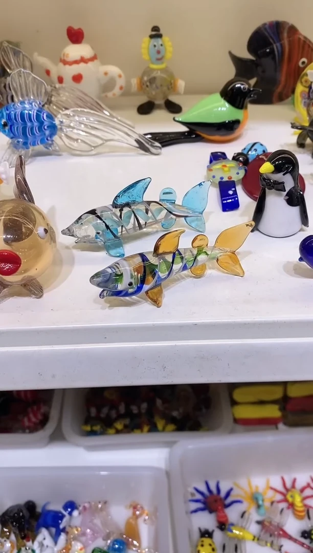 琉璃手工艺品微瑕2个鲨鱼