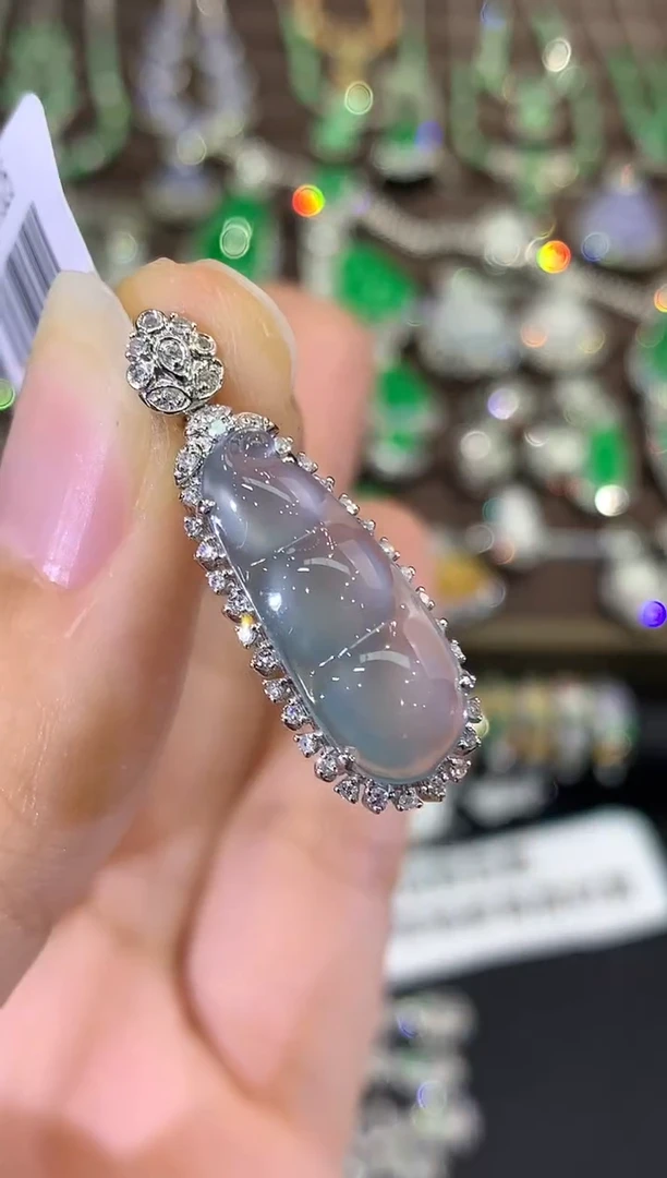 吊坠(不含链)18K金镶嵌翡翠B206