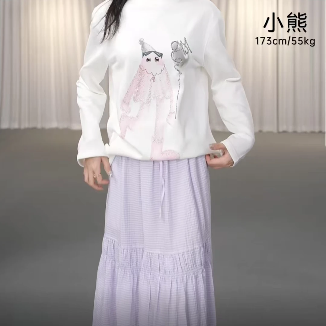 AMASS/阿玛施新款甜美百搭高腰显瘦印花绑带松紧腰半身裙5200408