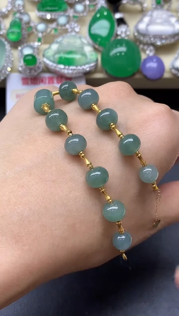 18K金镶嵌手链翡翠138-中国好珍宝