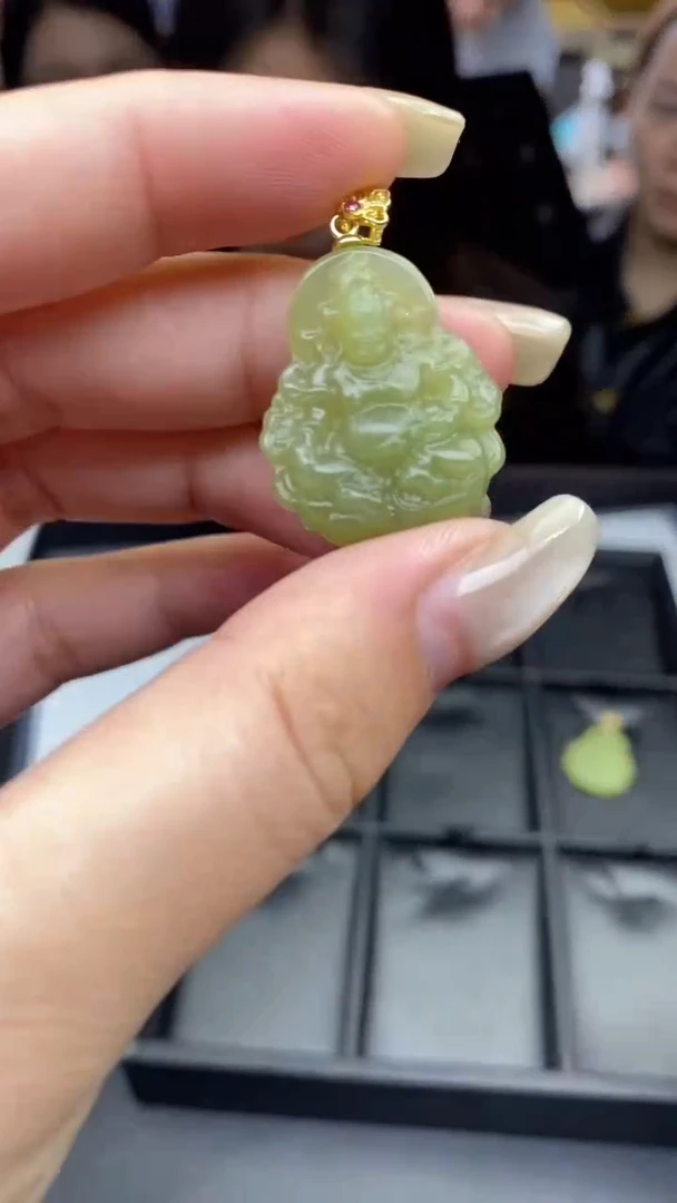 吊坠(不含链)银S925镶嵌和田玉多样性发其一-吊坠-D11001