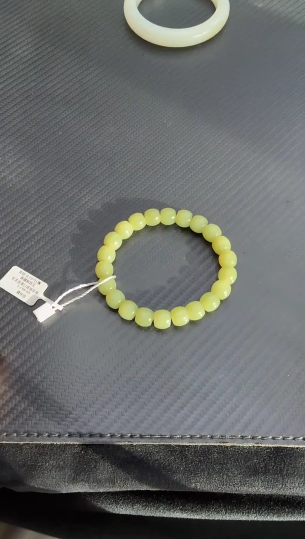 未镶嵌手链和田玉若羌卡10直切青黄口手串微色差