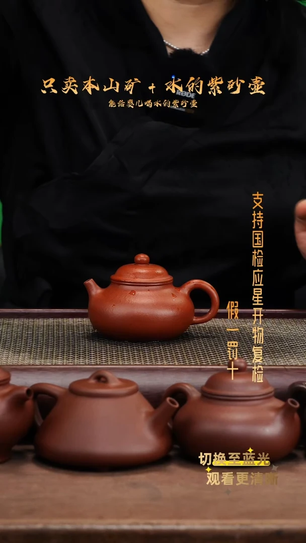 茶壶紫砂原矿龙山朱泥 全手 容天壶