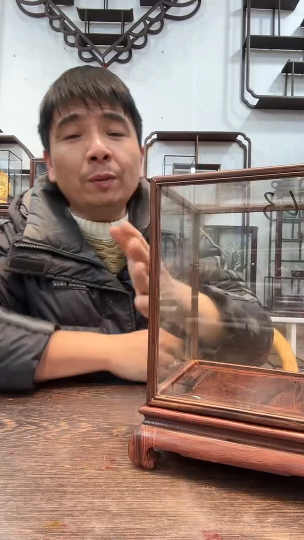 【闪购商品】红酸枝木类木艺玻璃罩163