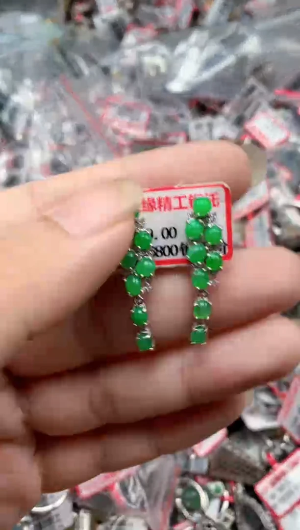 银S925镶嵌戒指翡翠天然A货缅甸翡翠