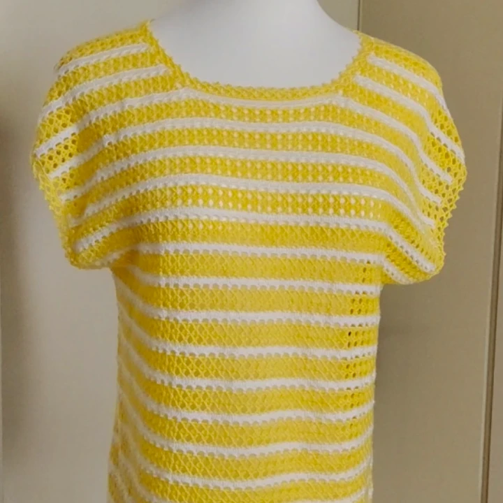 黄白双叉镂空短袖视频教程