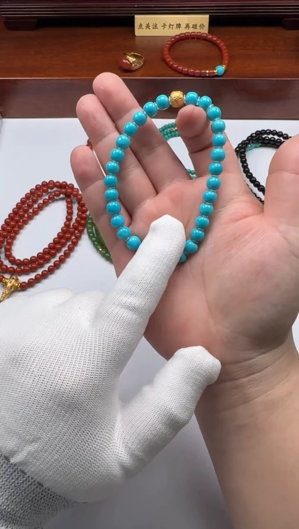 【闪购商品】绿松石手串手串18K金镶嵌手串手串