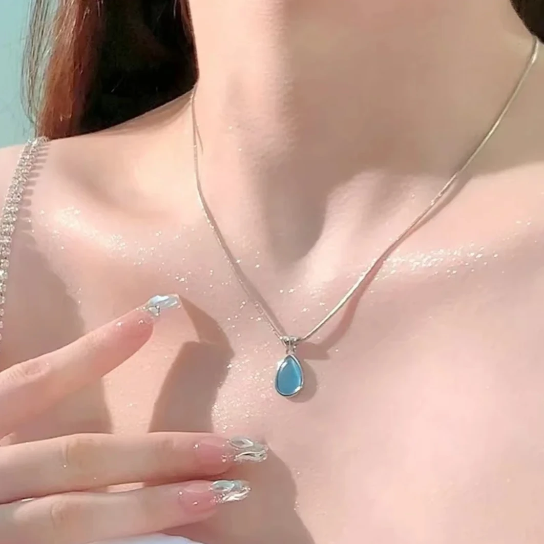 钛钢项链 简约复古水滴项链颈链高级气质百搭小众设计精致锁骨链