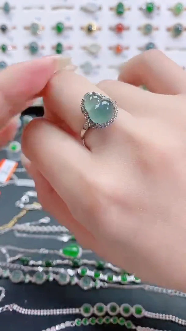 银S925镶嵌戒指翡翠天然翡翠