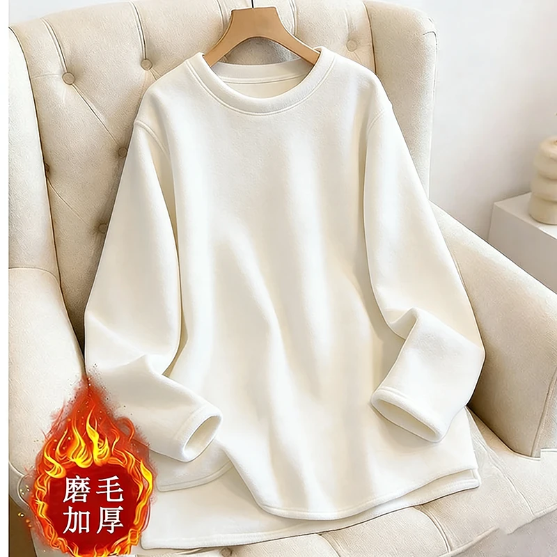 德绒长袖t恤女装秋冬季宽松加厚磨毛内搭内搭内搭推荐