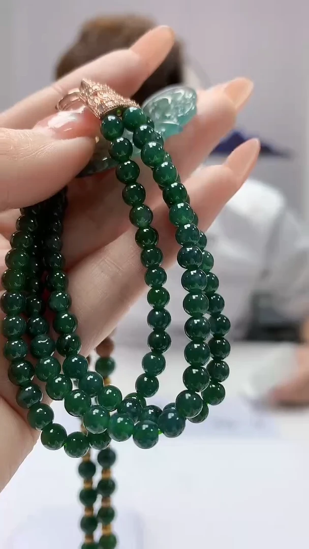 【闪购商品】定制翡翠未镶嵌4868DD-毛货手串加挂件116