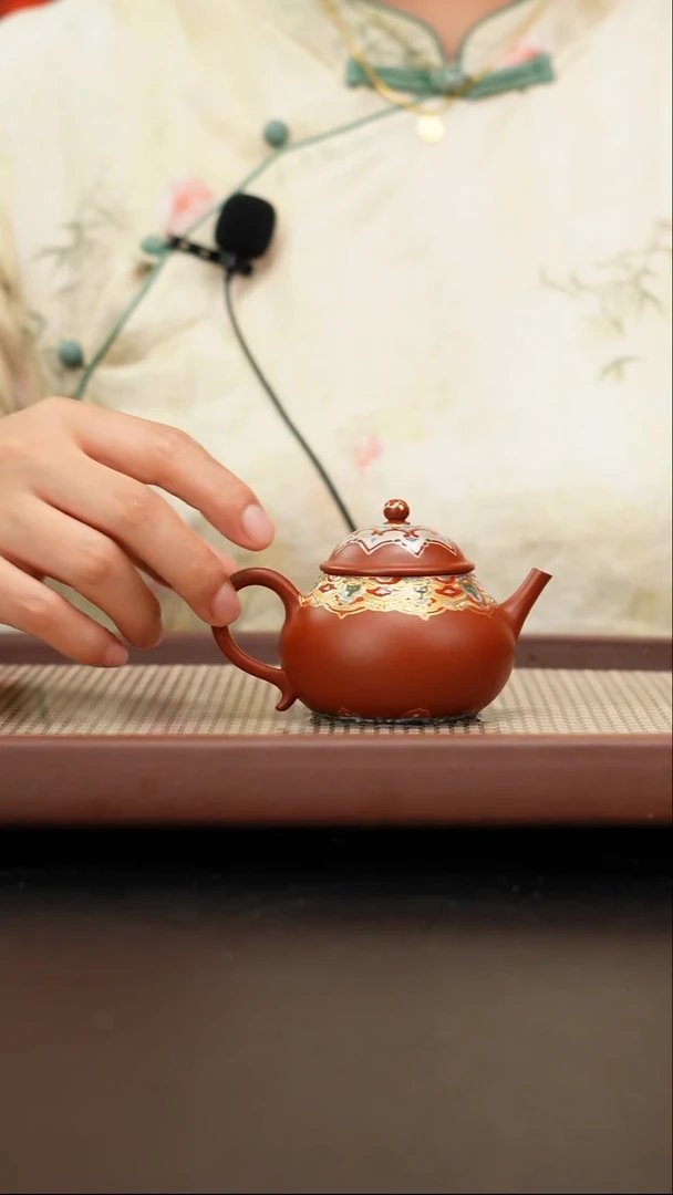 茶壶紫砂小煤窑朱泥珐琅彩玉容130
