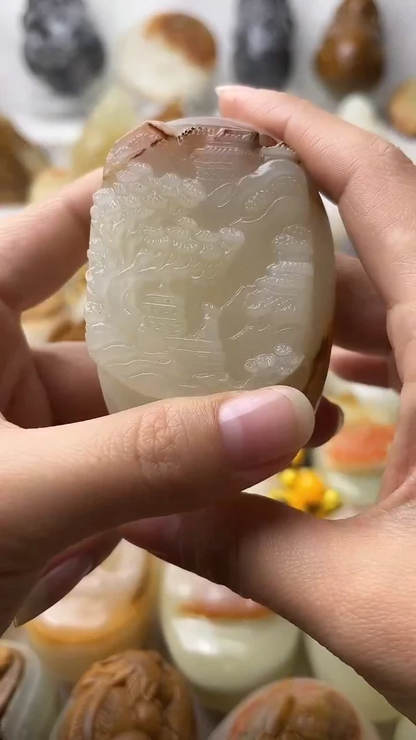 石材古青石棉纹正常不退换山水微瑕