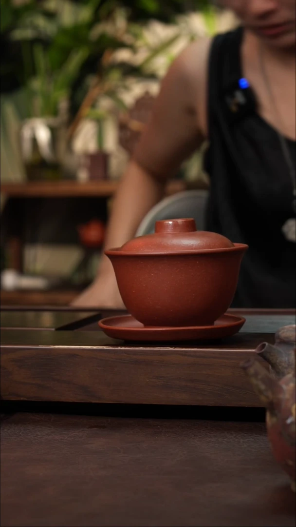 茶壶紫砂*红降坡三才盖碗