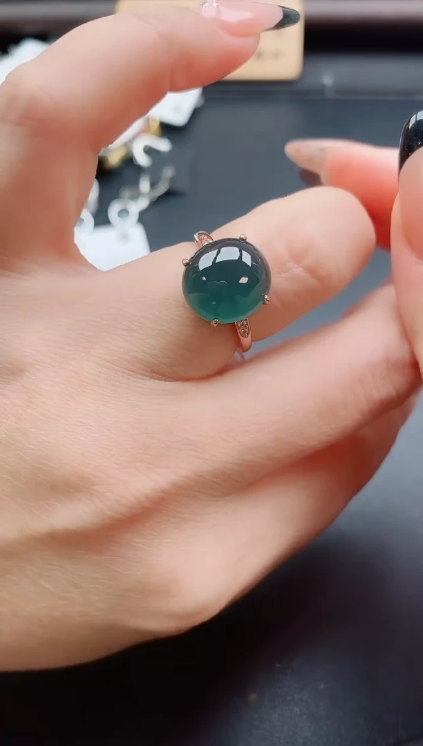 银S925镶嵌戒指翡翠1