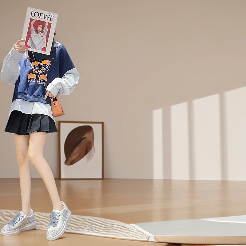 内增高小白鞋女2025夏季新款松糕厚底运动休闲鞋单鞋潮