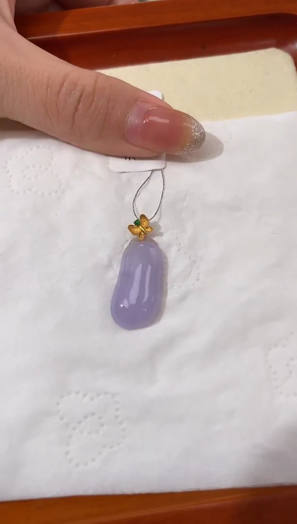 【闪购商品】翡翠颈饰18K金镶嵌天然缅甸a货翡翠