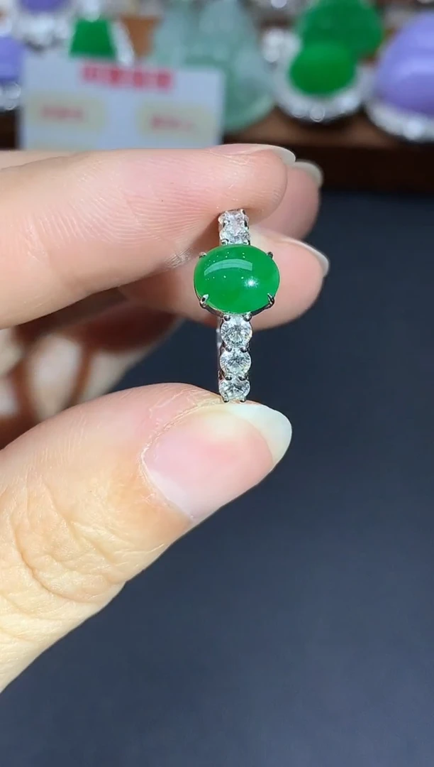 18K金镶嵌戒指翡翠423-中国好珍宝