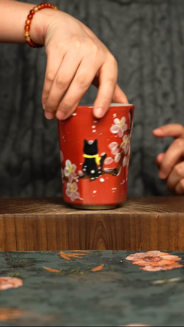 杯釉下彩手工手绘同款陶器