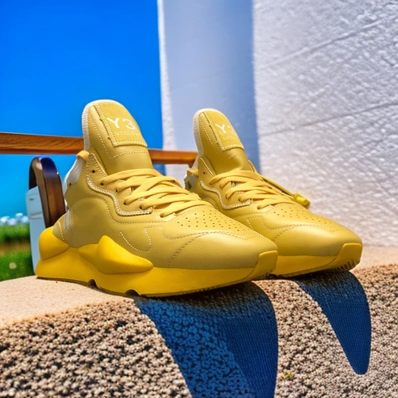 Y3GZCLSW2025夏季女鞋真皮厚底全黄色老爹鞋超火百搭休闲运动鞋潮
