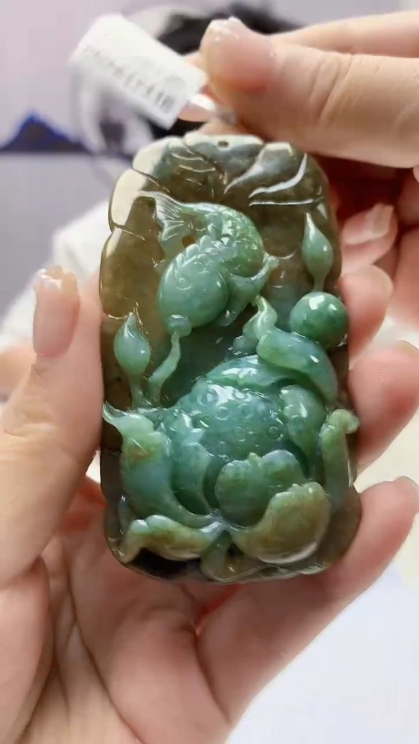 【闪购商品】定制翡翠未镶嵌4688ms-毛货124荷叶鱼