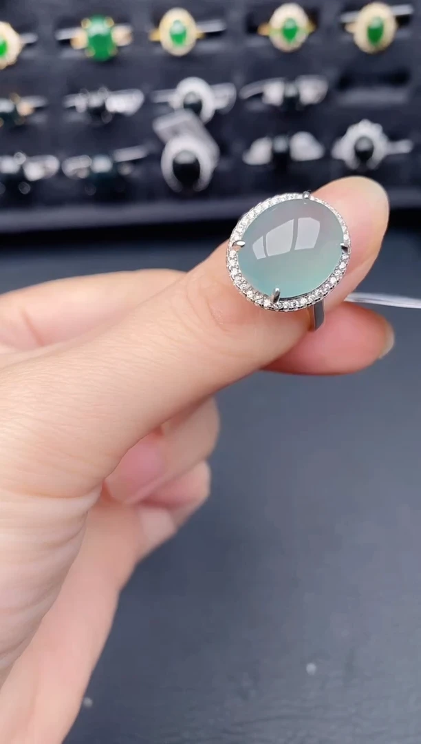 银S925镶嵌戒指翡翠天然a货翡翠293