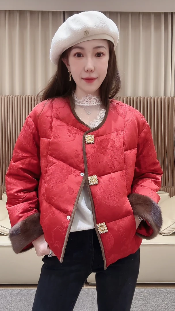 DEDM-DM•STUDIO/冬季新中式高级感静奢风提花水貂鹅绒服（9505）