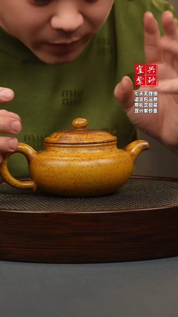 【闪购商品】紫砂茶壶龙骨金砂 仿古 刻龙